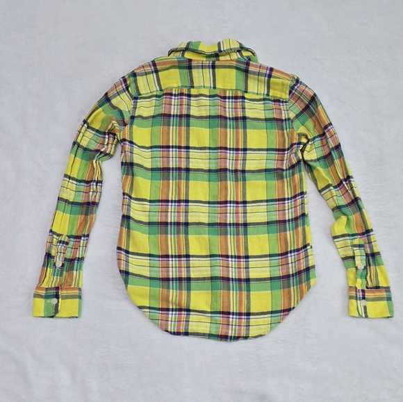 Women's Polo Ralph Lauren Flannel Shirt Yellow Plaid Utility Pocket Size 4 - Picture 4 of 5